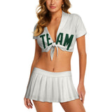 Custom White Green Cheerleading Uniform Set