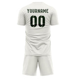 Custom White Dark Green Soccer Jersey