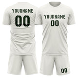 Custom White Dark Green Soccer Jersey