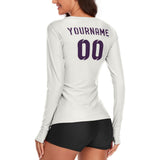 Custom White Purple Women's Long-Sleeve Shirt