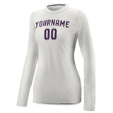 Custom White Purple Women's Long-Sleeve Shirt