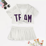 Custom White Purple Cheerleading Uniform Set