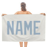 Custom White Light Blue Beach Towel