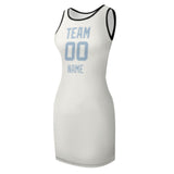 Custom White Light Blue Sleeveless Vest Dress