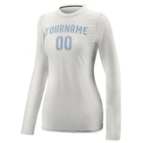 Custom White Light Blue Women's Long-Sleeve Shirt