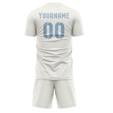 Custom White Light Blue Soccer Jersey