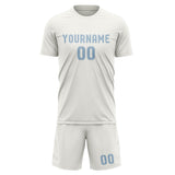 Custom White Light Blue Soccer Jersey