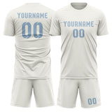 Custom White Light Blue Soccer Jersey