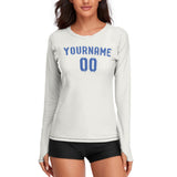 Custom White Sky Blue Women's Long-Sleeve Shirt