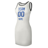 Custom White Sky Blue Sleeveless Vest Dress