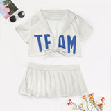 Custom White Sky Blue Cheerleading Uniform Set
