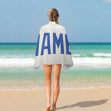 Custom White Sky Blue Beach Towel