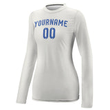 Custom White Sky Blue Women's Long-Sleeve Shirt