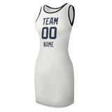 Custom White Blue Sleeveless Vest Dress