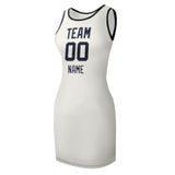 Custom White Navy Sleeveless Vest Dress