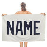 Custom White Navy Beach Towel
