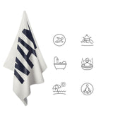 Custom White Navy Beach Towel