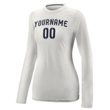 Custom White Navy Women's Long-Sleeve Shirt