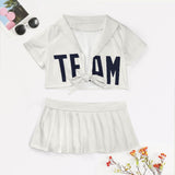 Custom White Navy Cheerleading Uniform Set