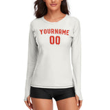 Custom White Orange Red Women's Long-Sleeve Shirt