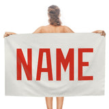 Custom White Orange Red Beach Towel