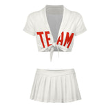 Custom White Orange Red Cheerleading Uniform Set