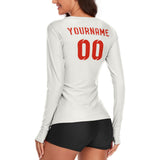 Custom White Orange Red Women's Long-Sleeve Shirt