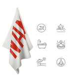 Custom White Orange Red Beach Towel