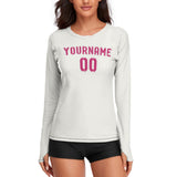 Custom White Pink Women's Long-Sleeve Shirt