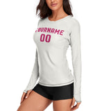 Custom White Pink Women's Long-Sleeve Shirt