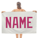 Custom White Pink Beach Towel