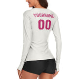 Custom White Pink Women's Long-Sleeve Shirt