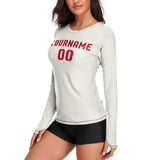 Custom White Red Women's Long-Sleeve Shirt