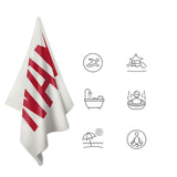 Custom White Red Beach Towel