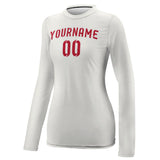 Custom White Red Women's Long-Sleeve Shirt
