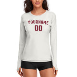 Custom White Crimson Red Women's Long-Sleeve Shirt