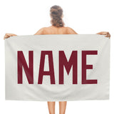 Custom White Crimson Red Beach Towel