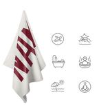 Custom White Crimson Red Beach Towel