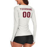 Custom White Crimson Red Women's Long-Sleeve Shirt