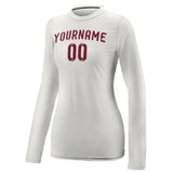 Custom White Crimson Red Women's Long-Sleeve Shirt