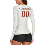 Custom White Coral Red Women's Long-Sleeve Shirt