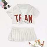 Custom White Coral Red Cheerleading Uniform Set