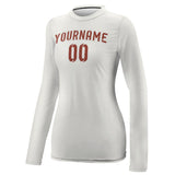 Custom White Coral Red Women's Long-Sleeve Shirt