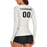 Custom White Black Women's Long-Sleeve Shirt