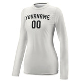 Custom White Black Women's Long-Sleeve Shirt