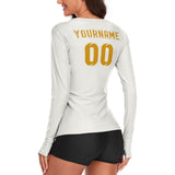 Custom White Yellow Women's Long-Sleeve Shirt