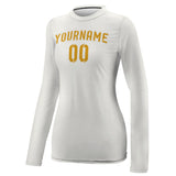 Custom White Yellow Women's Long-Sleeve Shirt