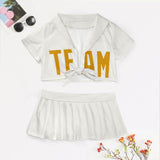 Custom White Yellow Cheerleading Uniform Set
