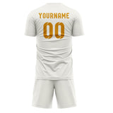 Custom White Yellow Soccer Jersey