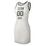 Custom White Dark Grey Sleeveless Vest Dress